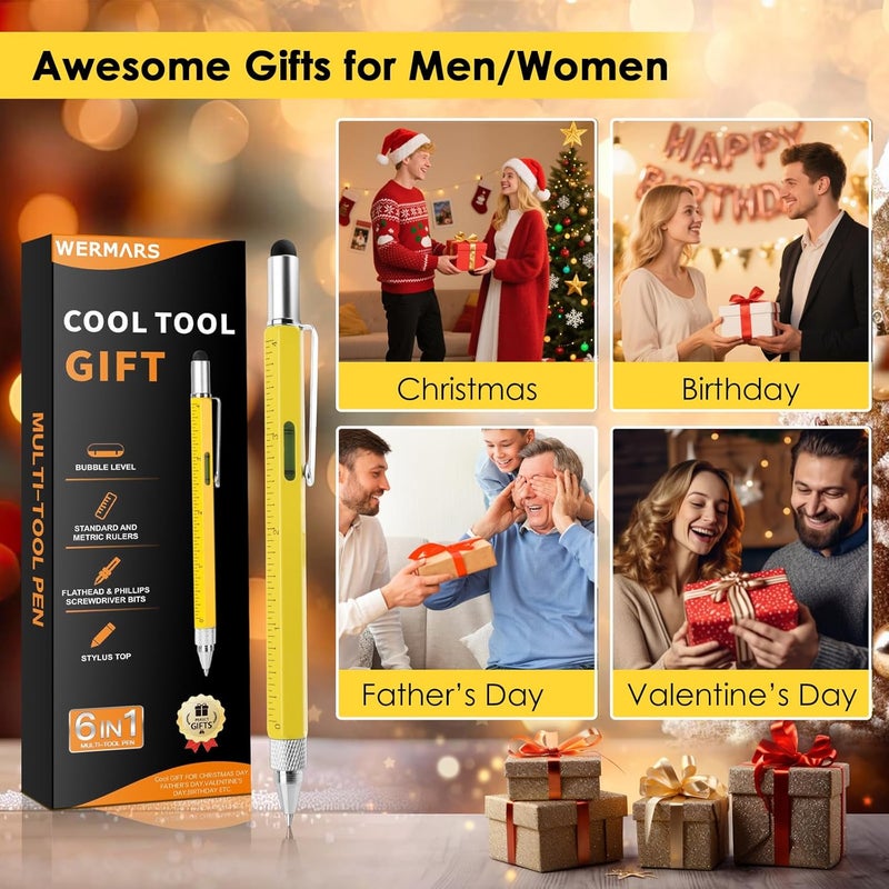 WERMARS Gifts for Men,Stocking Stuffers for Men Gifts,6 in 1 Multitool Pen, Christmas Gadgets Gifts for Dad from Kids, Birthday Gift for Him,Gifts for Adults Husband, Boyfriend, Grandpa - Image 2